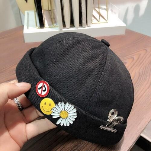 Novelty Fold Skullcap Retro Men Sailor Cap Women Warm Rolled Cuff Bucket Cap Brimless Hat Adjustable Winter Hat Bonnet Beanies