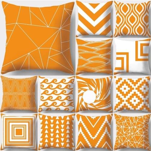 Orange Geometric Pattern Decorative Cushions Pillowcase Polyester Cushion Cover Throw Pillow Sofa Decoration Pillowcover 40923