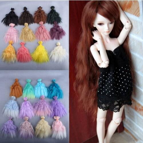 15*100cm Colorful Wig For Barbie Doll BJD Doll DIY High-temperature Wire Handmade Curly Wigs Hair Curls Row Wavy Wigs