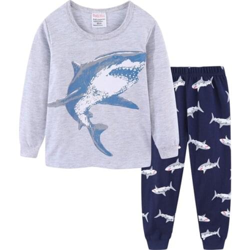 2020 Boys Pajamas Pijama Infantil Shark Clothes Gecelik Koszula Nocna Pyjamas Kids Animais Pajama Set Christmas Pajamas New