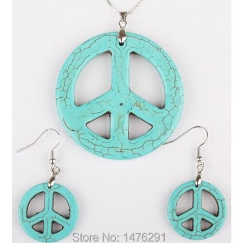 New CharmGreen Howlite Stone Dove of Peace Beads Pendant & Earring 1 SET