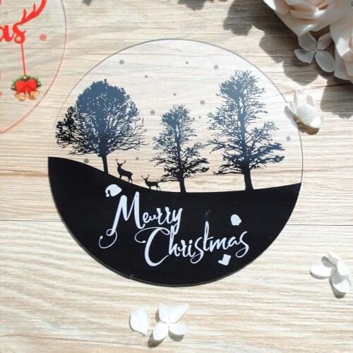 Merry Christmas Greeting Card 10PCS Party and Festival Favor Decoration Laser Cut Round Business Cards