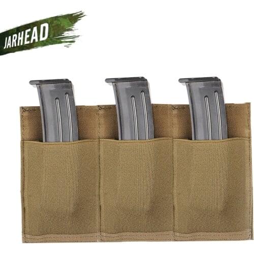 Portable Outdoor Hunting MOLLE Quick Release Triple M4 Magazine Pistol Pouch Bag Elastic Nylon Flashlight Radio Holder Bag