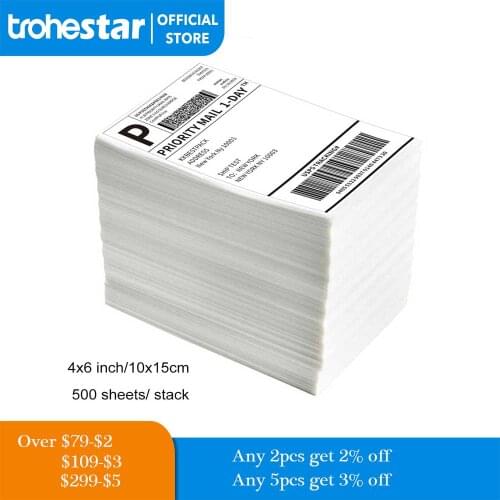 Thermal Shipping Labels 4X6in Shipping Label paper rolls for thermal printer Compatible with Zebra Sticker Printer 500page lable