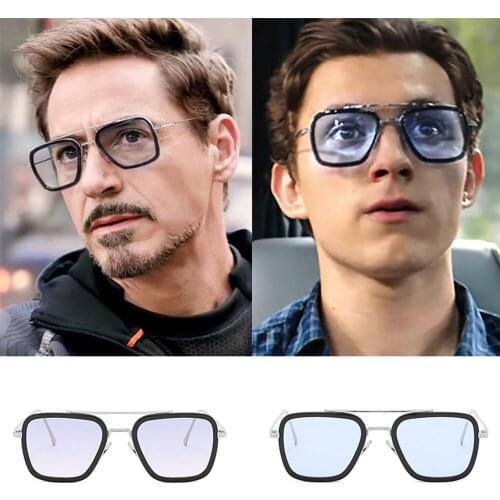 Tony style ron man sunglasses European and American trends Robert Downey glasses men cool double beams vintage metal eyeglasses