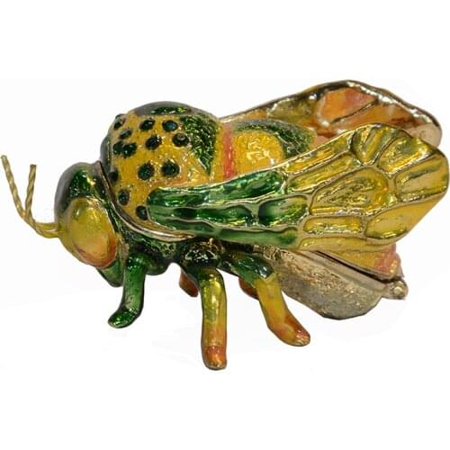 Green bee insect and bug jeweled trinket box metal ornament unique home decor bee insect craft birthday/Christmas novelty gift
