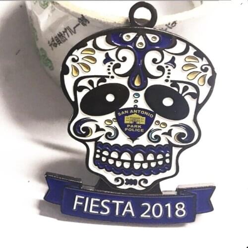 Custom Fiesta Skull Medal with Breast Ribbon
