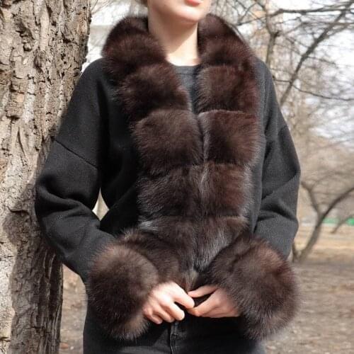 Real Fur Sweater Women Slim Cropped Fox Fur Cardigan Natural Fur Coat Custom Size And Color High Quality