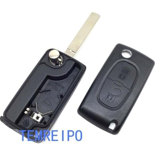 2 Buttons Flip remote Key Case Blank Shell Blade Without Groove For Peugeot 107 207 307 307S 308 407 607
