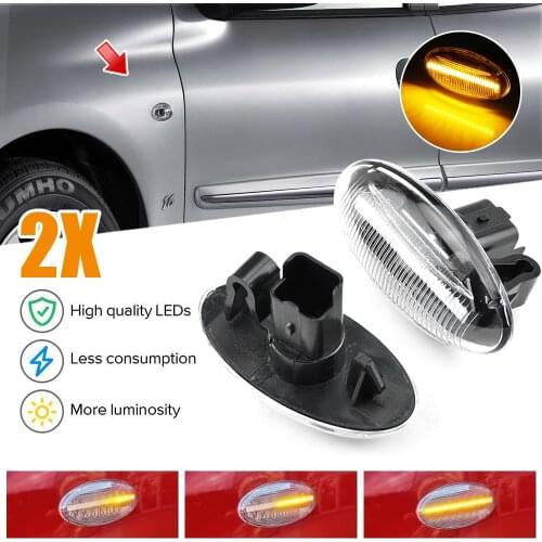 2pcs Led Dynamic Turn Signal Side Marker Light For Peugeot 307 206 207 407 107 607 1007 Partner Expert Sequential Blinker Lamp