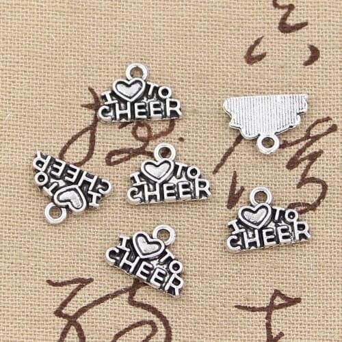 20pcs Charms I Love To Cheer 14x10mm Antique Making Pendant fit,Vintage Tibetan Silver color,DIY Handmade Jewelry