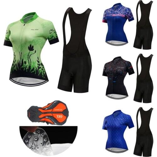 2021 Summer Fashion Cycling Jersey Set BIB Shorts Women Bicycle Clothes MTB Suit Female Uniform Road Bike Clothing Dress Gel Kit