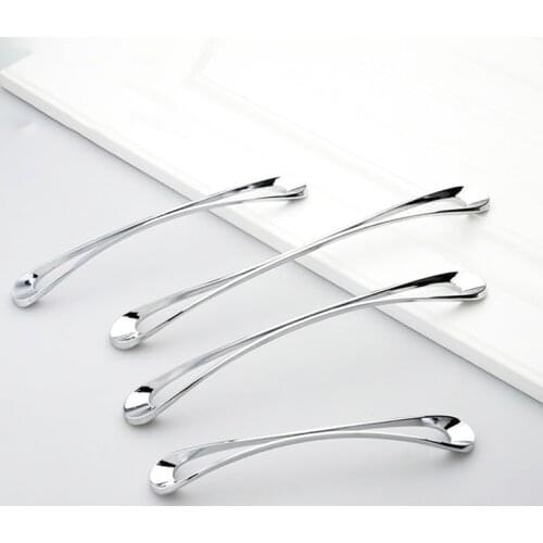 Hardware Design Chrome Cabinet Drawer Knob Modern Simple European Style Garden Wardrobe Cabinet Handle