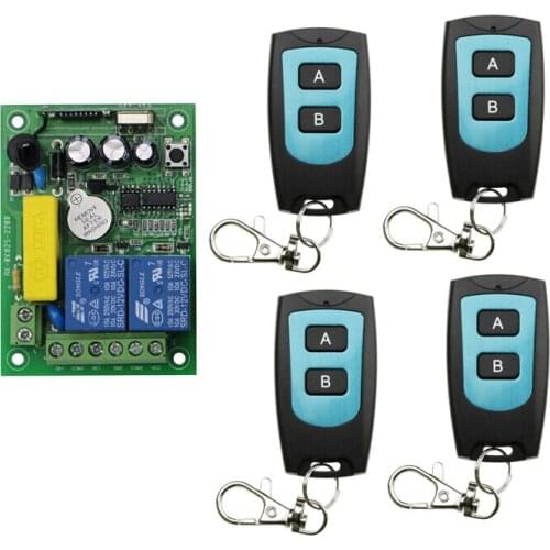 AC 220 V 8 A 2 CH RF Wireless Remote Control 1* Receiver +4* Transmitter Waterproof remote 50 m