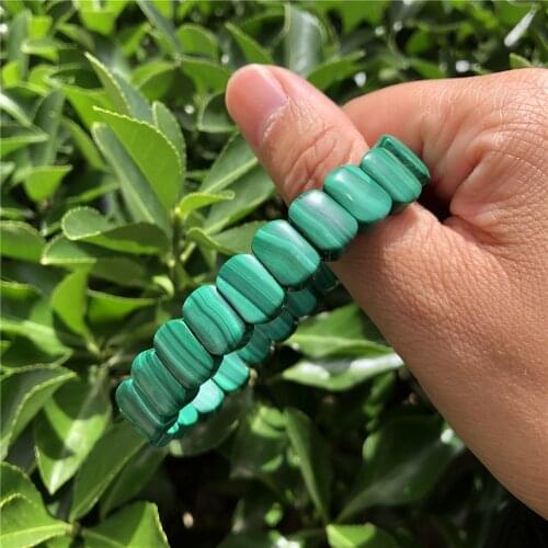 Natural Malachite Bracelet Square Bead Bangle Crystal Quartz Healing Stone Women Men Jewelry Gift
