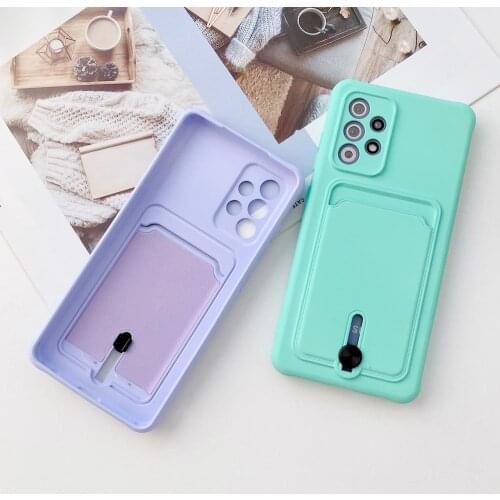 Card Bag Wallet Phone Case For Samsung S21 Ultra A52 A72 A32 4G A21S A51 S21 Plus S20 FE Camera Protection Soft Silicone Cover