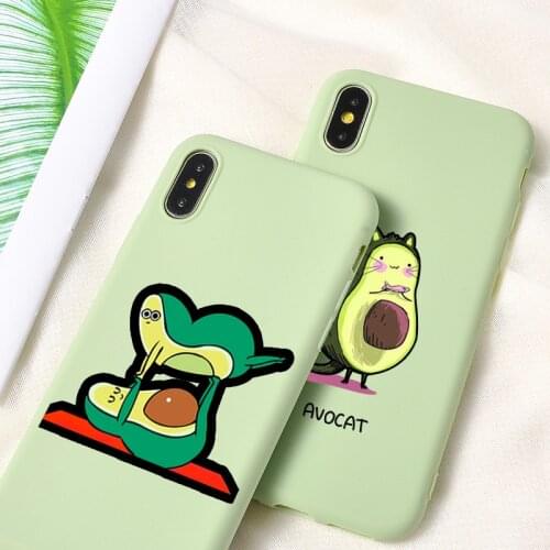 Cartoon Cute Avocado Phone Case Coque For iPhone 7 8 Plus XR X S MAX 6 6S Plus Cases Silicone Phone Cover For iPhone 11 Pro Case