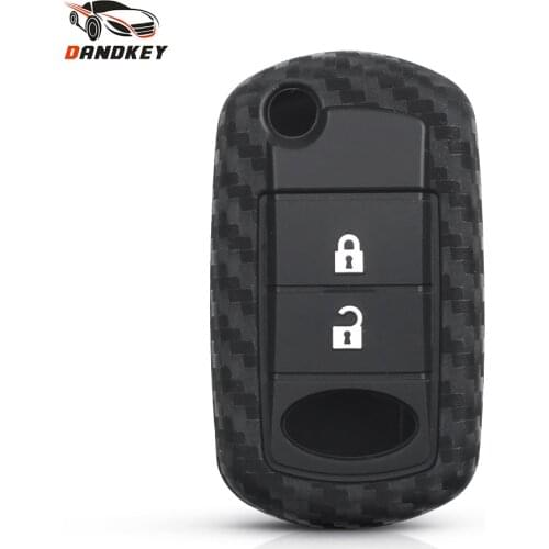 Dandkey For Land Rover Range Rover Sport LR3 Discovery Car Carbon Fiber Silicone Key Case Cover Protected Fob 3 Buttons