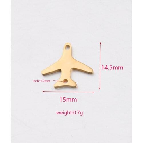 DIY Jewelry 5pcs Mirror Polished Stainless Steel Inner Double Hole Small Aircraft Pendant Connector Trendy for Bracelet/necklace