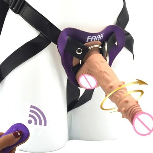 FAAK strapon swing vibrating dildos silicone bumpy skin realistic penis remote control harness lesbian flirting masturbator