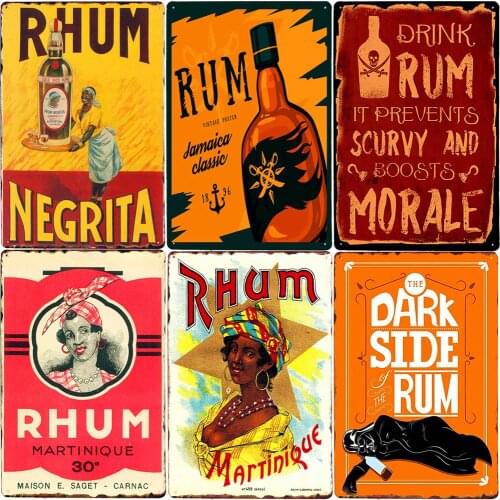 COLD BEER Rhum Retro Plaque Home Bar Decor Pub Cafe Brewery Wine Rum Wall Art Posters Metal Signs Decorative Plates N046