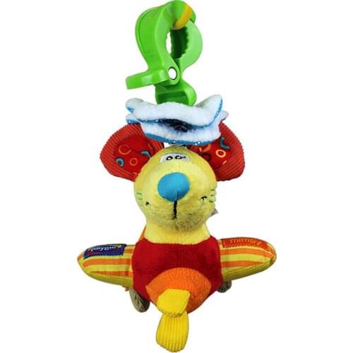 12cm Baby Stroller Bed clip Toys Infant Cute Animal Mouse Early Education Hand Bell Pram Hanging Plush Toys Mobile Phone Straps