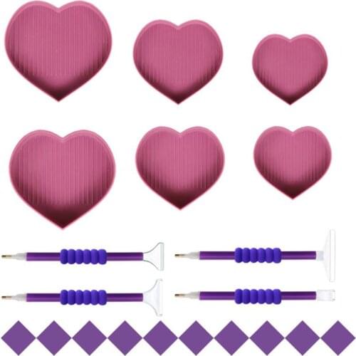 5D Diamond Painting Tool Heart-Shaped Drill Diamond Tray Box Diamond Embroidery Accessories Point Drill Pen And Clay