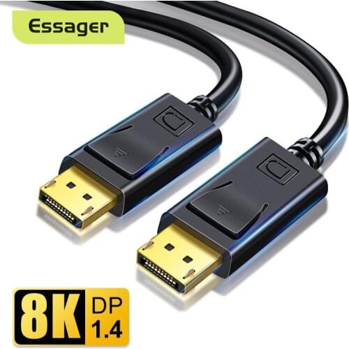 Essager DisplayPort 1.4 Cable 8K 60Hz 4K HDR Display Port Cord For Laptop PC TV Box Projector DP To DisplayPort Cable 1.4 1.2 3M