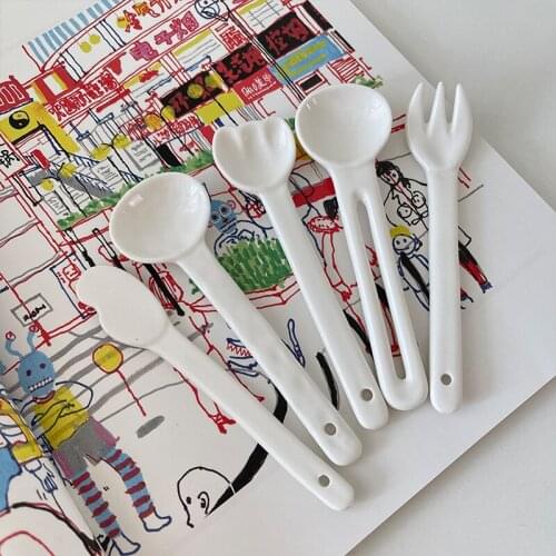 Spoon Ceramic Hand Knives Irregular Cutlery Spoon Ins Dessert Spoons ложка для мороженого Honey Jar ложка для кофе чайные ложки