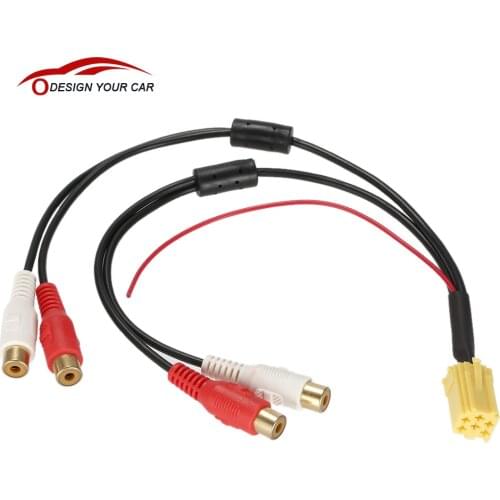 KKmoon Mini 6 Pin ISO Adapter Aux Line Out 4 Chinch Kabel 4 RCA Plug for VW Seat Skoda VDO Audi Ford