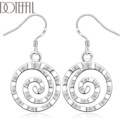 DOTEFFIL 925 Sterling Silver Classic Snake Ring Drop Earrings Charm Women Jewelry Fashion Wedding Engagement Party Gift