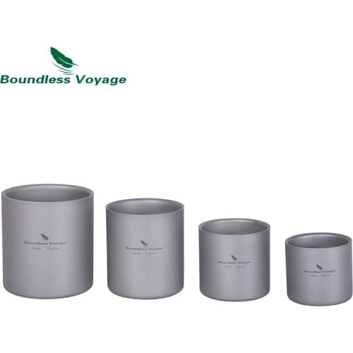 Boundless Voyage 3 in 1 Double Walled Titanium Cups Mini Insulated Outdoor Camping Mug Foldable Coffee Tea Cups Lightweight Cup