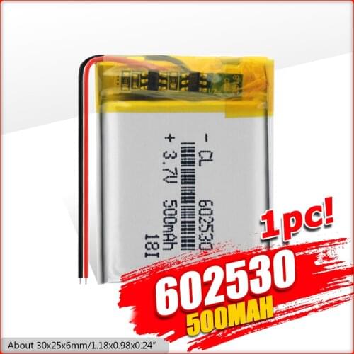 YCDC 602530 3.7V 500MAH lithium polyer Rechargeable battery for bluetooth headphone MP4 MP5 GPS DVD MID camera Driving Recorder