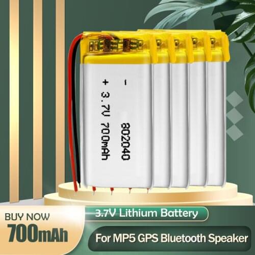 802040 3.7V 700mAh Rechargeable Lithium Polymer Battery For MP3 MP4 GPS Massager Voice Recorder Bluetooth Headset Li-ion Cell