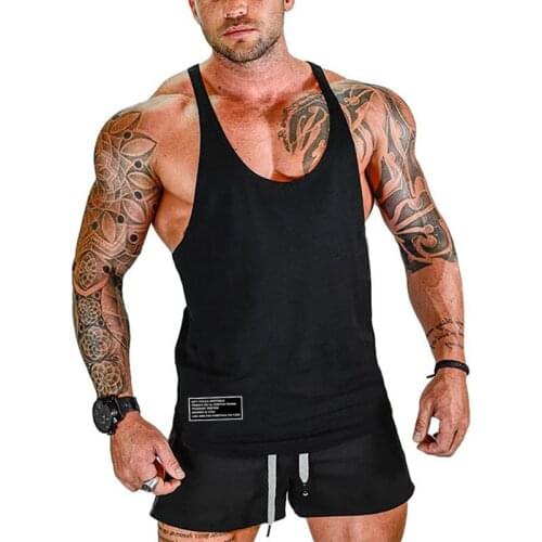 New Arrival Fashion Cotton Gym Clothing Mens Bodybuilding Stringer Tank Top Fitness Sleeveless Shirt Running Vest Printed