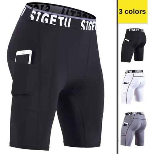 2021 Mens Compression Shorts Summer Bodybuilding Shorts Sports Quick Dry Running Fitness Tights Shorts with Pockets