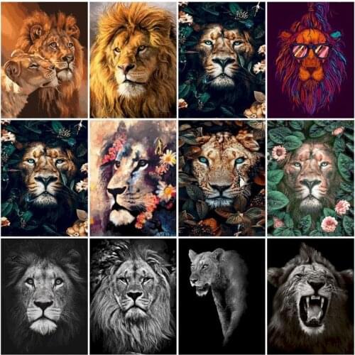 SDOYUNO 40x50cm Painting By Numbers Animals DIY Oil Paint By Numbers Lions Frameless Draw Numbers Canvas Painting Home Decor