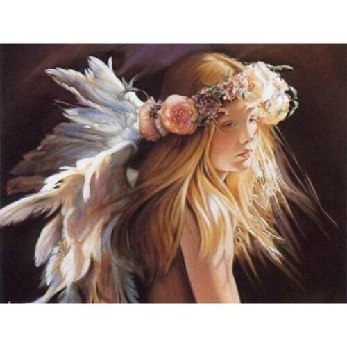 Carton Angel DIY Embroidery Cross Stitch 11CT Kits Needlework Craft Set Cotton Thread Printed Canvas Home Decoration