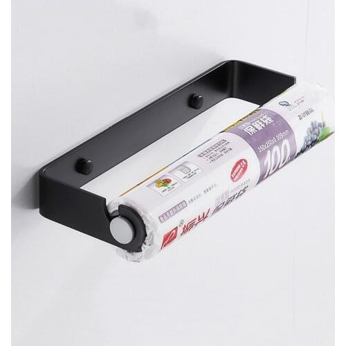 Kitchen Plastic Wrap Rack Wall Mounted Toilet Roll Paper Holder Towel Shelf Rack Bathroom Tissue Hanger Kitchen Storage Hanger
