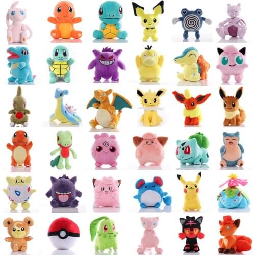 Kawaii plush New Mew Squirtle anime Pokemoned Pikachued cartoon toys to collect Decompression toys Children Gifts
