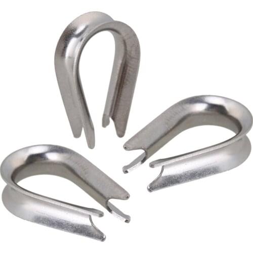 Silver Tone 1/5" M5 304 Stainless Steel Galvanized Wire Cable Rope Thimble Winch Wire Loop Pack of 50