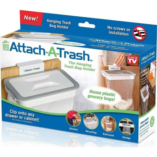 Attach A Trash Cupboard Door Back Trash Rack Storage Garbage Bag Holder Hanging Kitchen Cabinet Hanging Trash Rack kitchen Tools