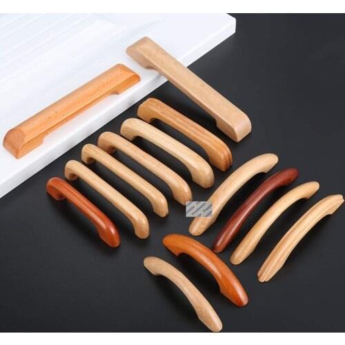 10Pcs/Lot Clear Paint Solid Wood Bow Cabinet Pull Handle For Furniture Cupboard Closet