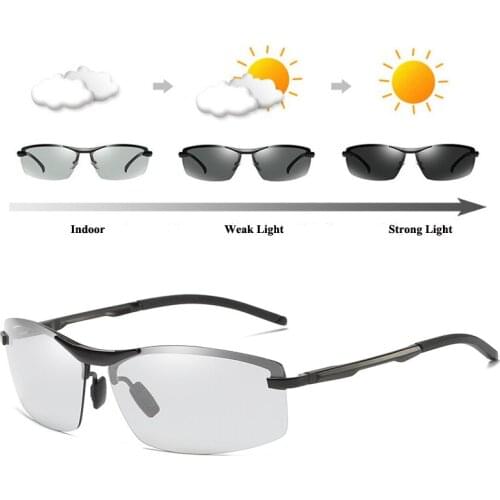 AORON Photochromic Polarized Sunglasses Men Discoloration Eyewear Anti Glare UV400 Glasses Driving Goggles High Quality