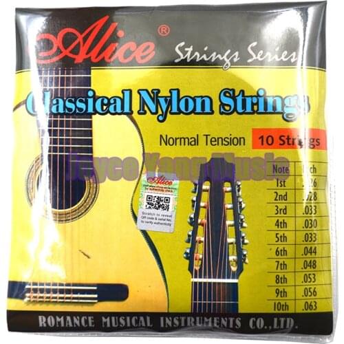 Alice AC1032C 10-String Classical Guitar Strings Clear Nylon Strings Copper Alloy Wound 1st-10th Strings Free Shipping