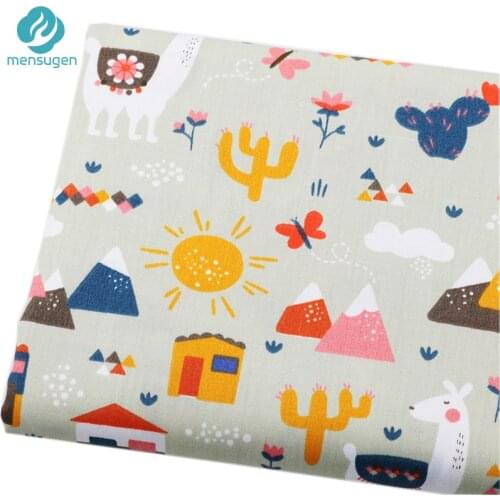 Fabric by Meter Alpaca Cactus Cotton Fabrics for Clothes Bed Sheet Bumper Blankets Pillows Cover DIY Sewing Patchwork Fabrics