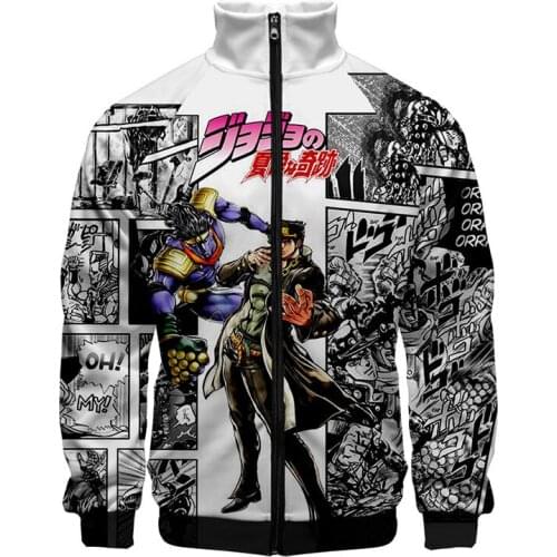 Anime JOJOs Bizarre Adventure Cosplay Hoodie Unisex Casual Zip Cardigan Coat Long Sleeve Streetwear Standing Collar Jacket