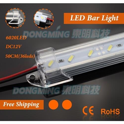 U Aluminium Profile 0.5m LED luces Strip 6020 36leds 12V with milky/clear pc covcer Home/Kitchen/closet/Jewelry Showcase light