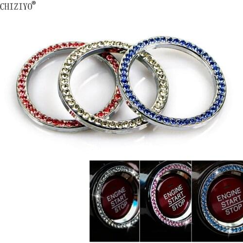 Car Ignition Switch Crystals Diamond Decorative Ring Trim Accessories Engine Start Stop Push Button Knob Key Switch Sparkling