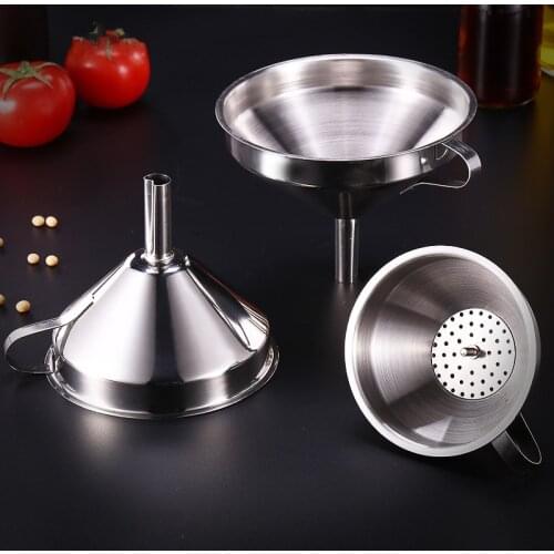 10cm Stainless Steel Funnel Kitchen Oil Liquid Funnel with Detachable Strainer Seperatory Beer Coffee Wine Funnel Kitchen Gadget